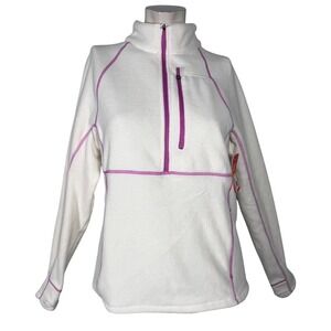 Bass Outdoor‎ Fleece Half Zip Pullover Top Activewear M Gardenia Hiking Sports
